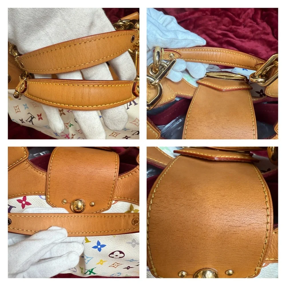 Louis Vuitton White Multicolor Monogram Handbag with Callouts